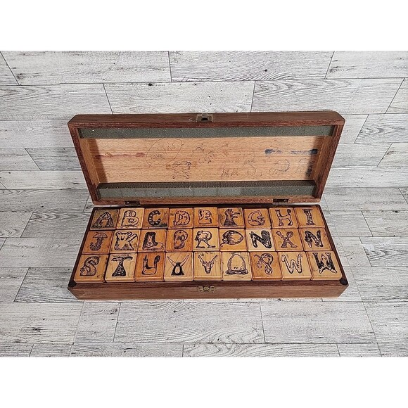 Vintage Alphabeasts Rubber Stamps Alphabet Animals Wood Box Set All Night Media - Picture 1 of 8